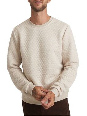 Marine Layer google Quilted Crewneck Sweatshirt in Heather Beige. Size S